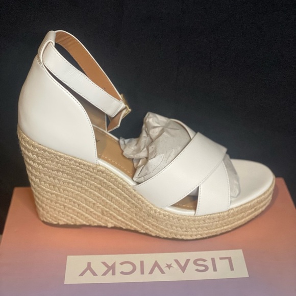 Lisa Vicky Gemi Platform Espadrille Wedge White‎ Sandals, size 10 - Picture 5 of 9